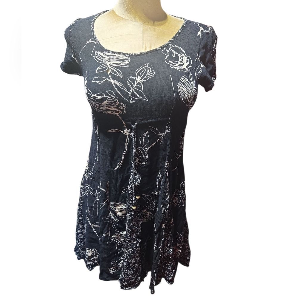 Bila Gray Fitted Short Sleeve Tunic Dress